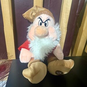 Authentic Disney Store Grumpy Dwarf 16” Plush Toy - Red and Tan
